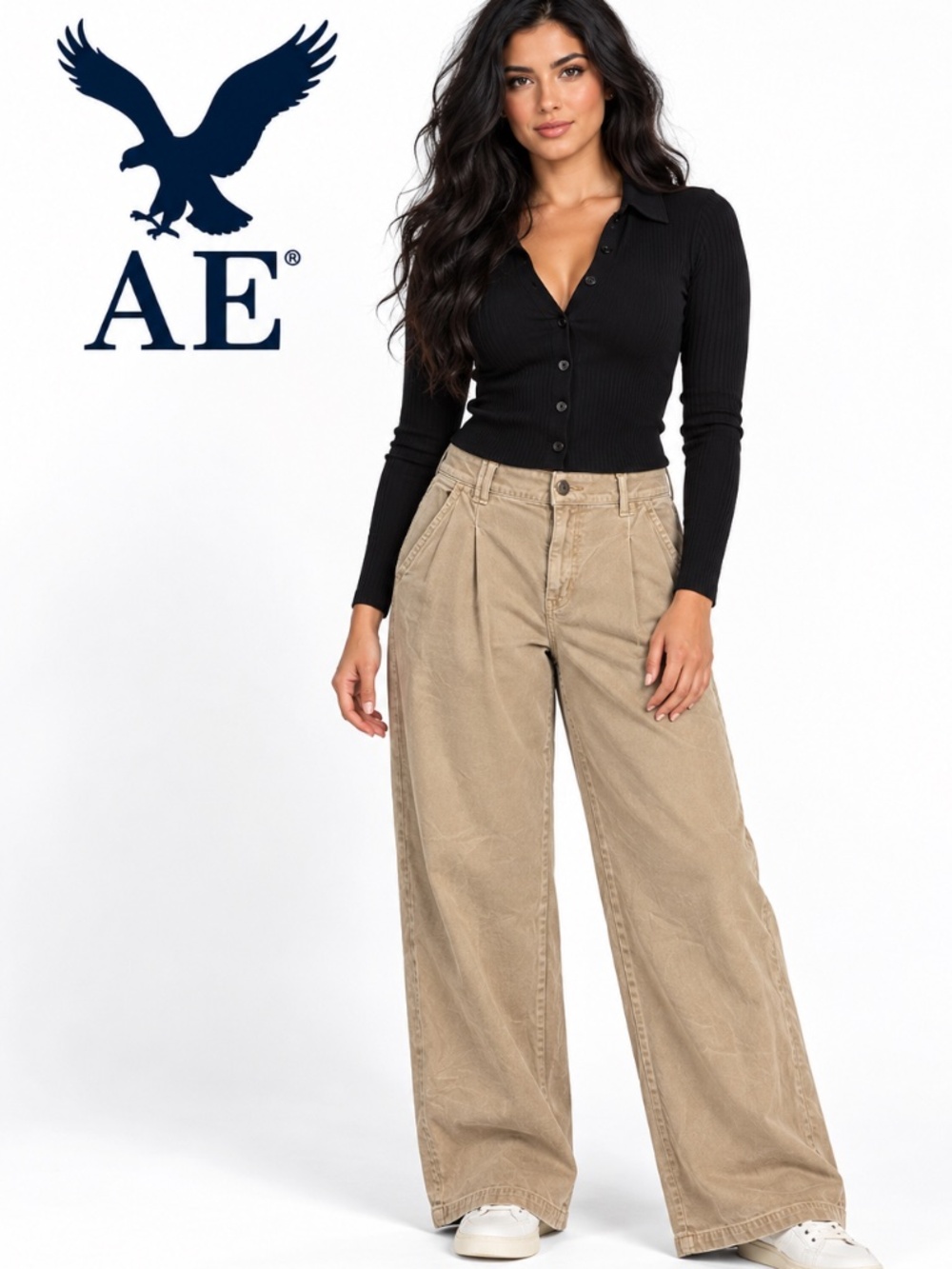American Eagle Outfitters Super high-rise pleated wide-leg pants
